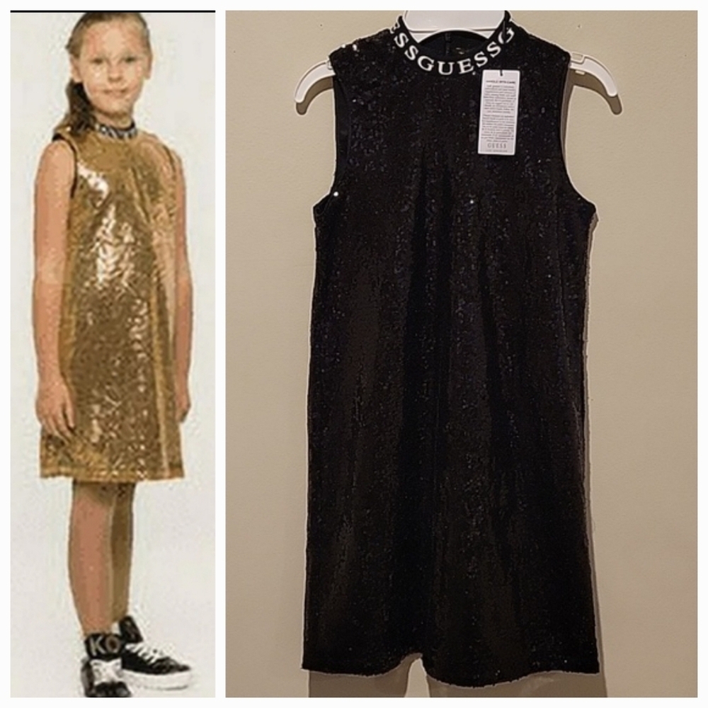 ❤️ NWT! GUESS MINI FULL SEQUIN SLEEVELESS PARTY DRESS, GIRLS 10